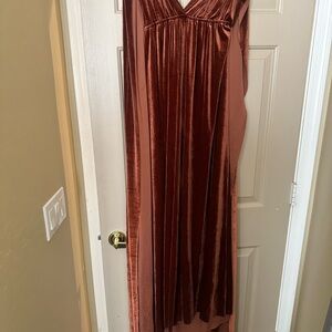Elegant Velvet Wedding Dress in Rich Brown